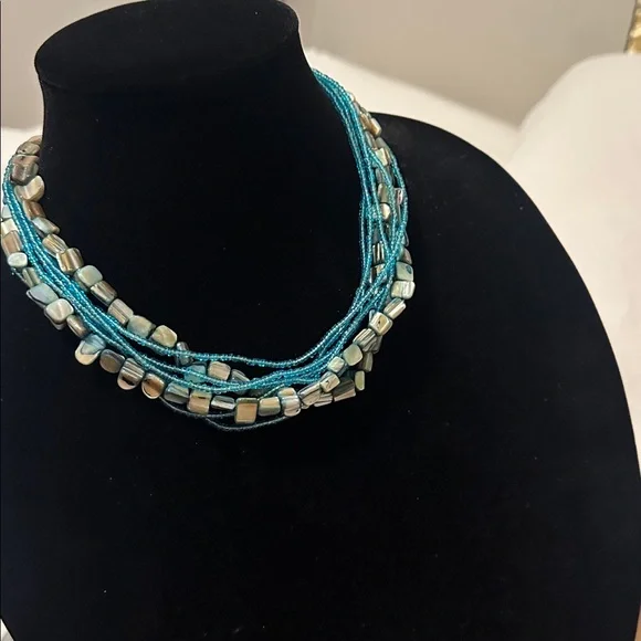 Elegant Blue and Gray Abalone Beaded Necklace - Picture 3 of 4